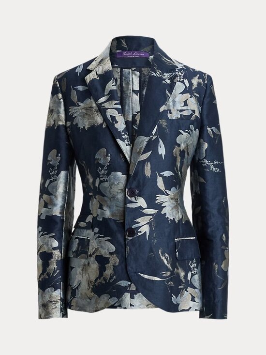 Ralph Lauren Purple Label Jackets & Blazers - Ralph Lauren Collection Parker Floral Jacquard Jacket Navy Silver Size 16